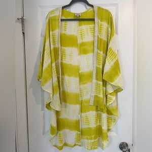 Tie-dye kimono with crochet detail